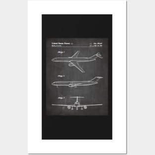 Boeing 777 Airliner Patent - 777 Airplane Art - Black Chalkboard Posters and Art